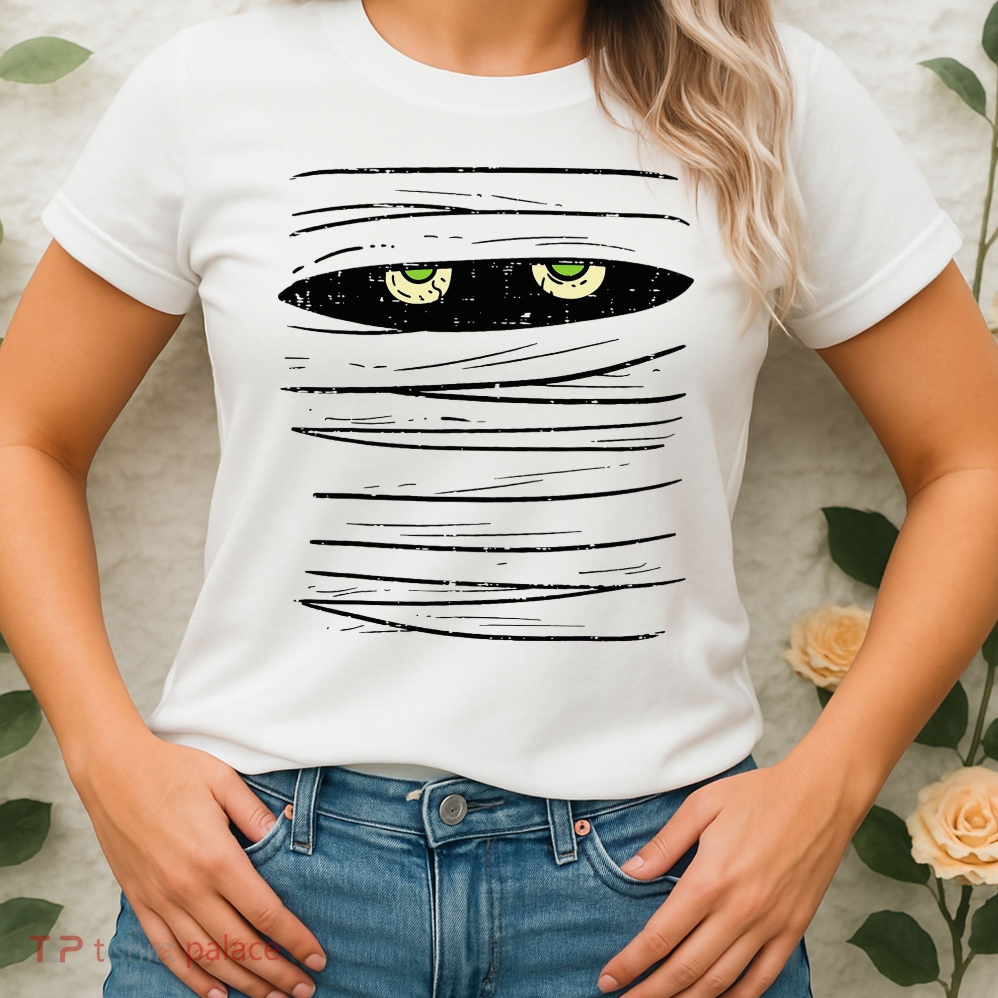 Mummy Wrap Eyes Costume Funny Scary Halloween Women's T-Shirt