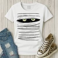 Mummy Wrap Eyes Costume Funny Scary Halloween Women's T-Shirt thumb 3