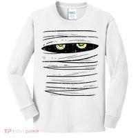 Mummy Wrap Eyes Costume Funny Scary Halloween Kids Long Sleeve Shirt thumb 0