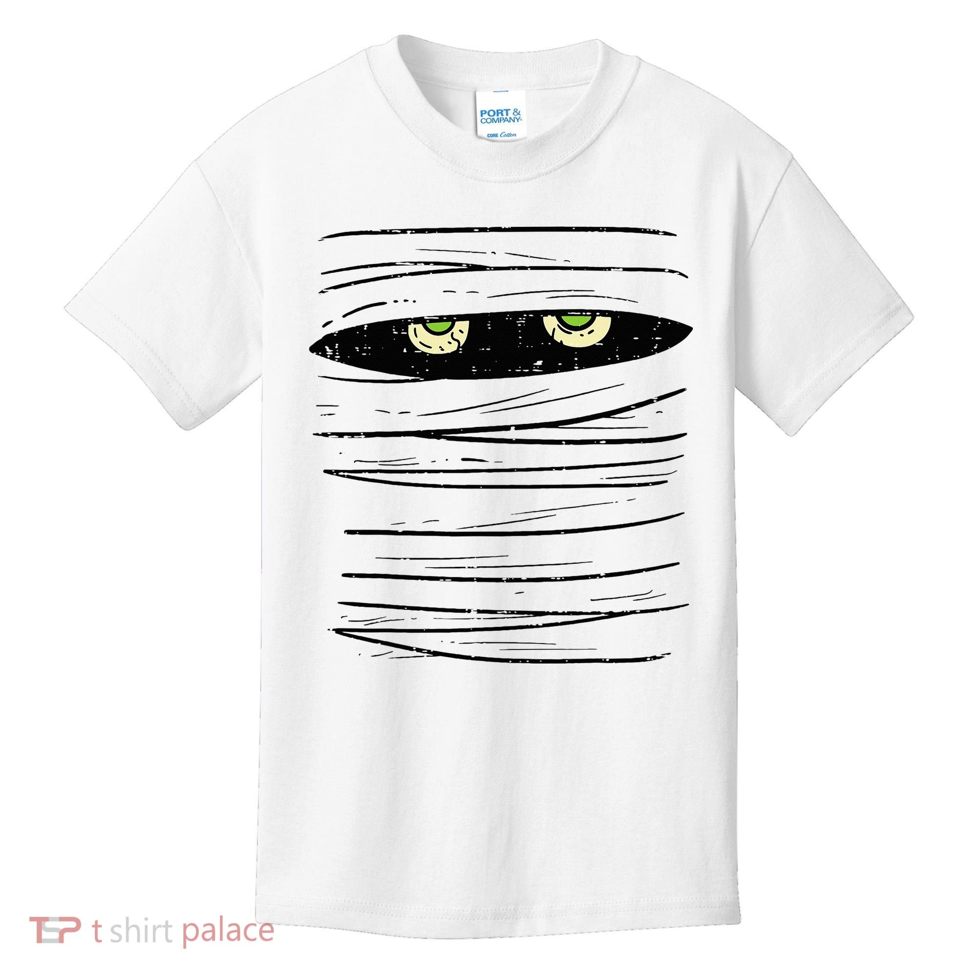 Mummy Wrap Eyes Costume Funny Scary Halloween Kids T-Shirt
