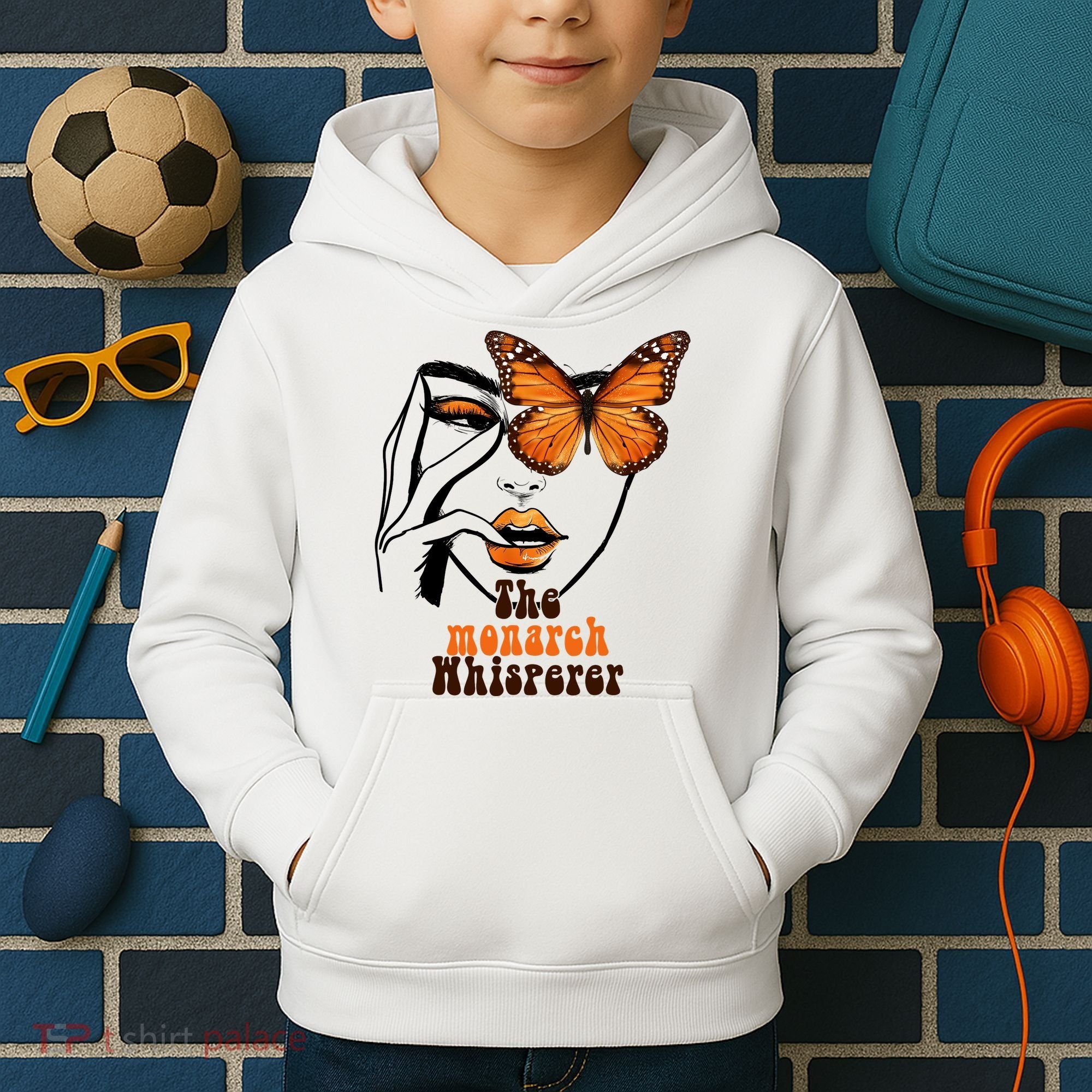 Monarch Whisperer Endangered Butterfly Nature Lover Kids Hoodie