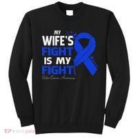 My Wife's Fight Is My Fight Colon Cancer Awareness Feather Sweatshirt thumb 0