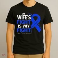My Wife's Fight Is My Fight Colon Cancer Awareness Feather T-Shirt thumb 3