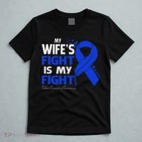 My Wife's Fight Is My Fight Colon Cancer Awareness Feather T-Shirt thumb 5