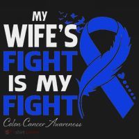 My Wife's Fight Is My Fight Colon Cancer Awareness Feather T-Shirt thumb 7