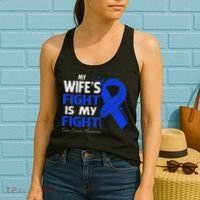 My Wife's Fight Is My Fight Colon Cancer Awareness Feather Women's Tank Top thumb 2