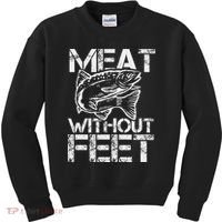 Meat Without Feet T For Fishers And Pescatarians Kids Sweatshirt thumb 0