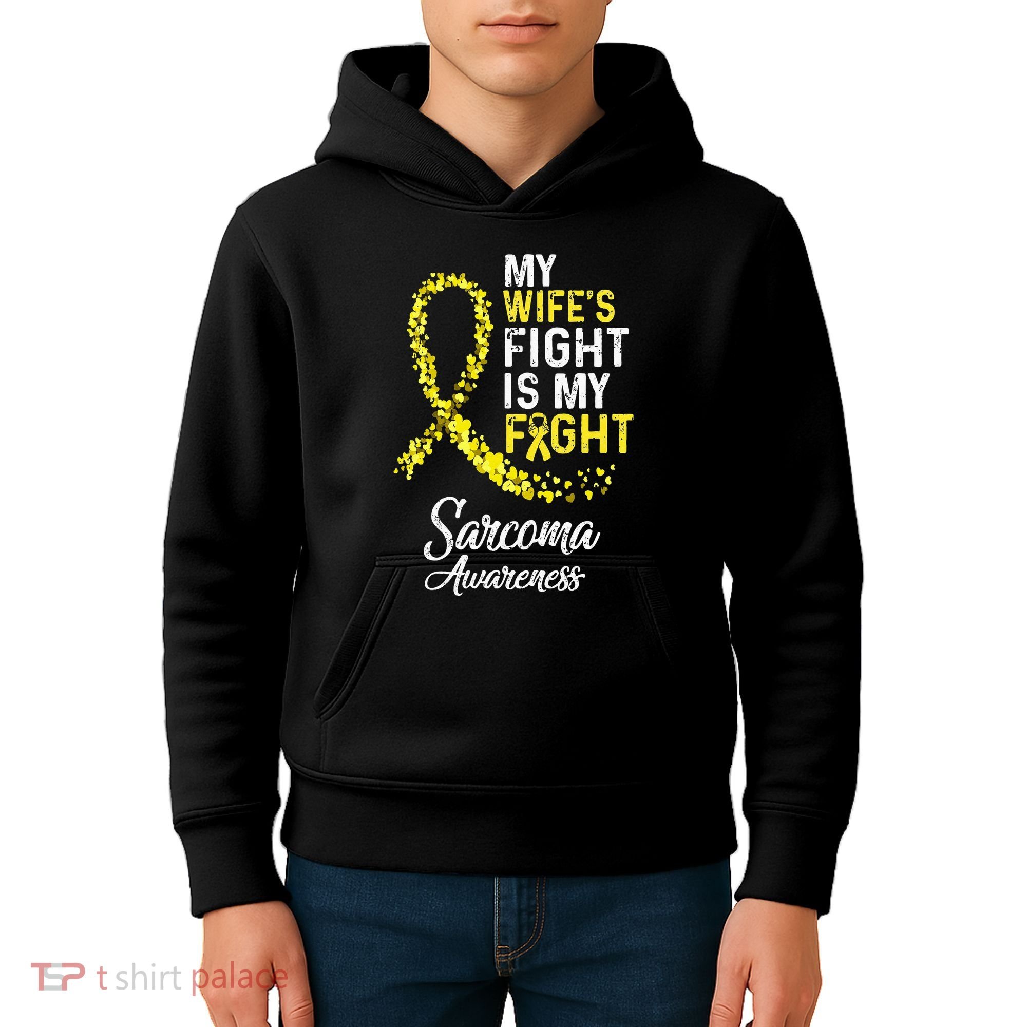 My Wifes Fight Is My Fight Sarcoma Cancer Awareness Kids Hoodie