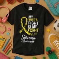 My Wifes Fight Is My Fight Sarcoma Cancer Awareness Kids T-Shirt thumb 3