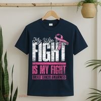 My Wifes Fight Is My Fight Husband Breast Cancer Awareness T-Shirt thumb 2