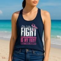 My Wifes Fight Is My Fight Husband Breast Cancer Awareness Women's Tank Top thumb 2