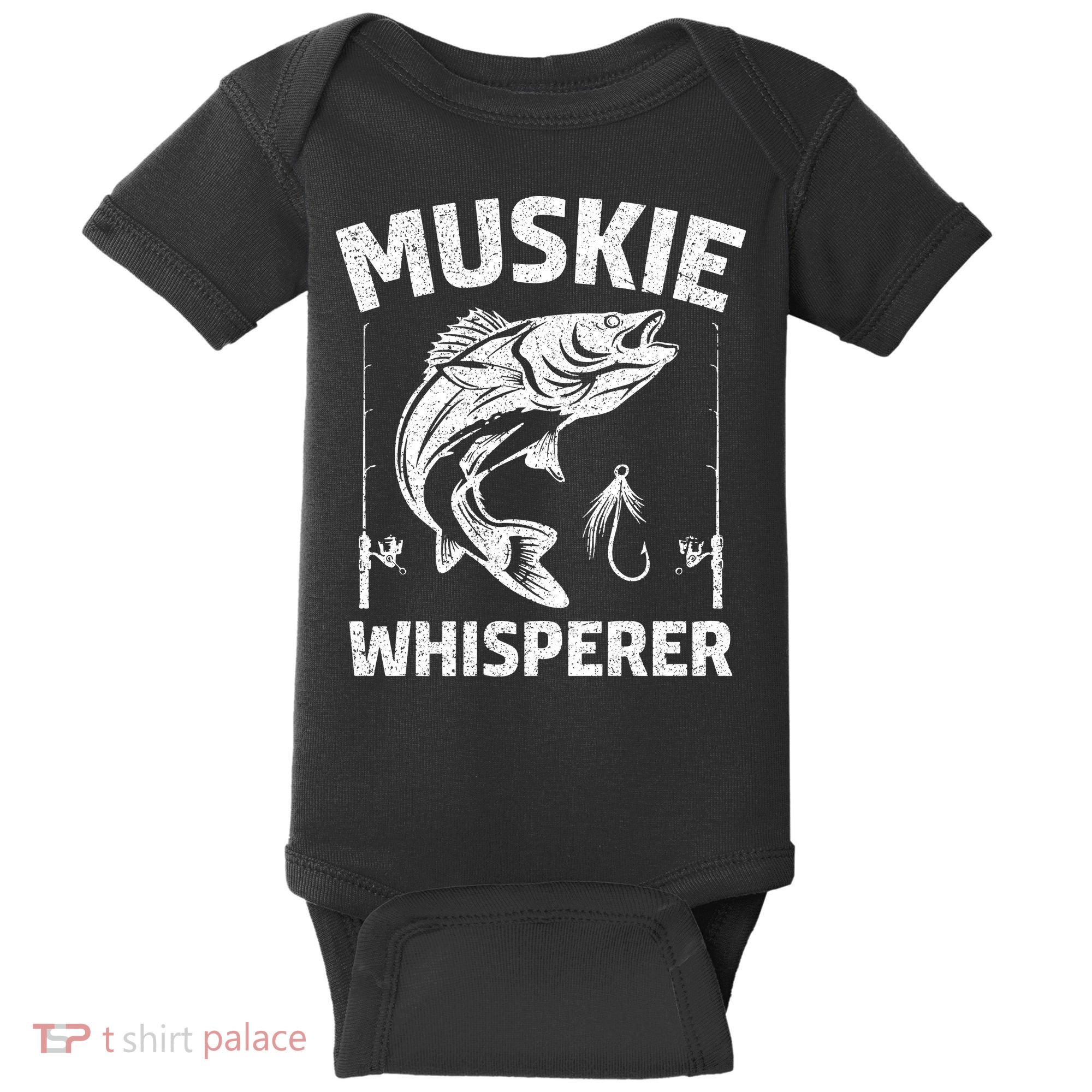 Muskie Whisperer Funny Fishing Gift Idea Baby Bodysuit