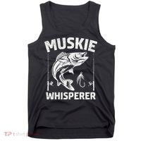 Muskie Whisperer Funny Fishing Gift Idea Tank Top thumb 0