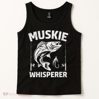 Muskie Whisperer Funny Fishing Gift Idea Tank Top thumb 2