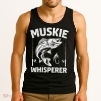 Muskie Whisperer Funny Fishing Gift Idea Tank Top thumb 3