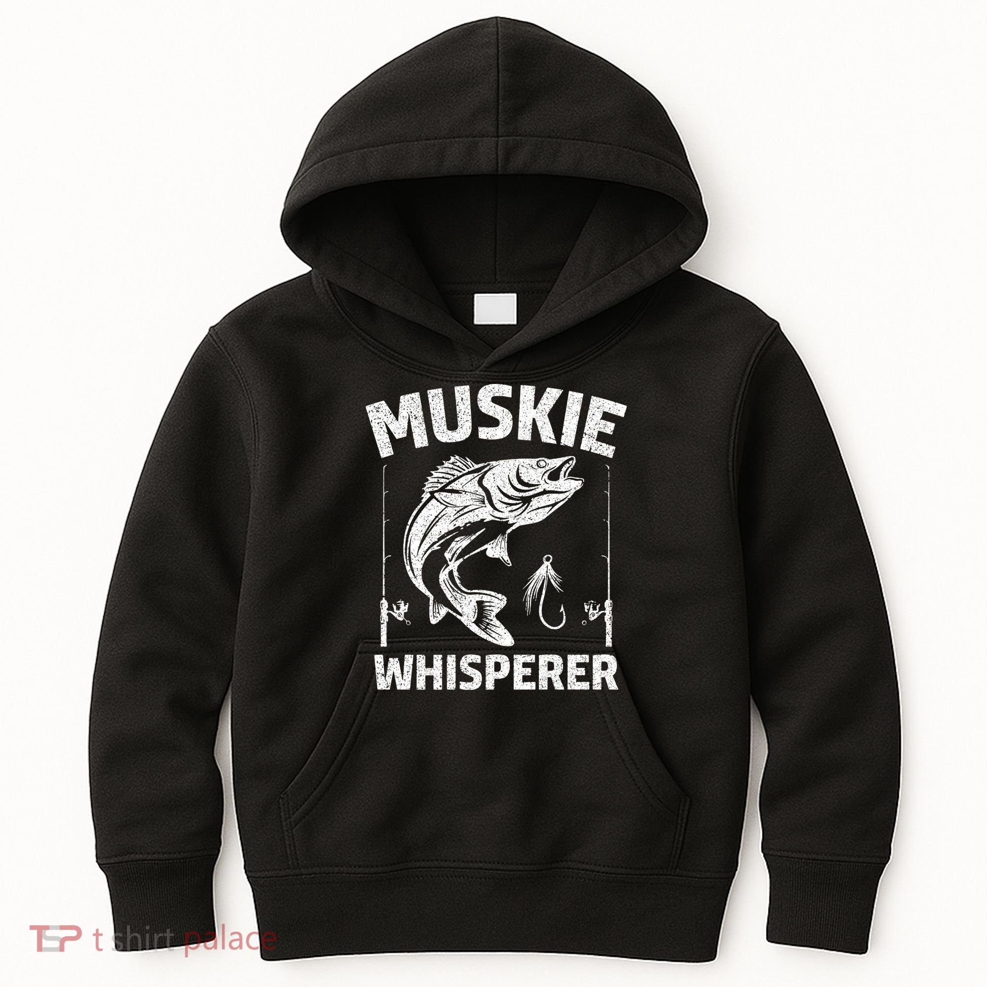 Muskie Whisperer Funny Fishing Gift Idea Kids Hoodie