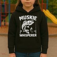 Muskie Whisperer Funny Fishing Gift Idea Kids Hoodie thumb 3