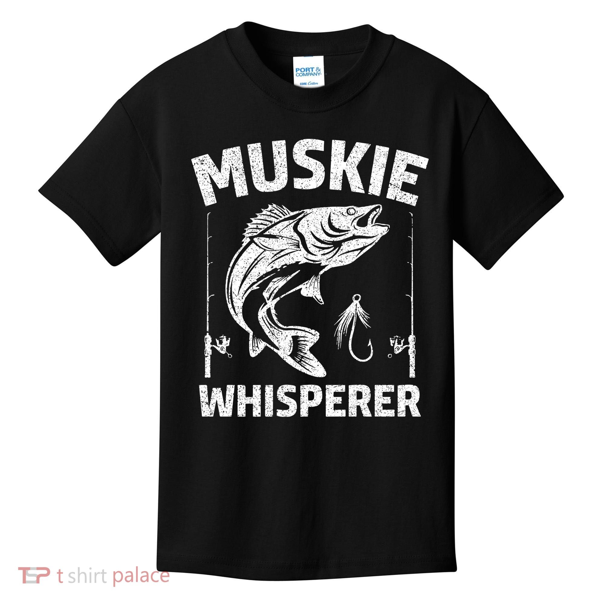 Muskie Whisperer Funny Fishing Gift Idea Kids T-Shirt