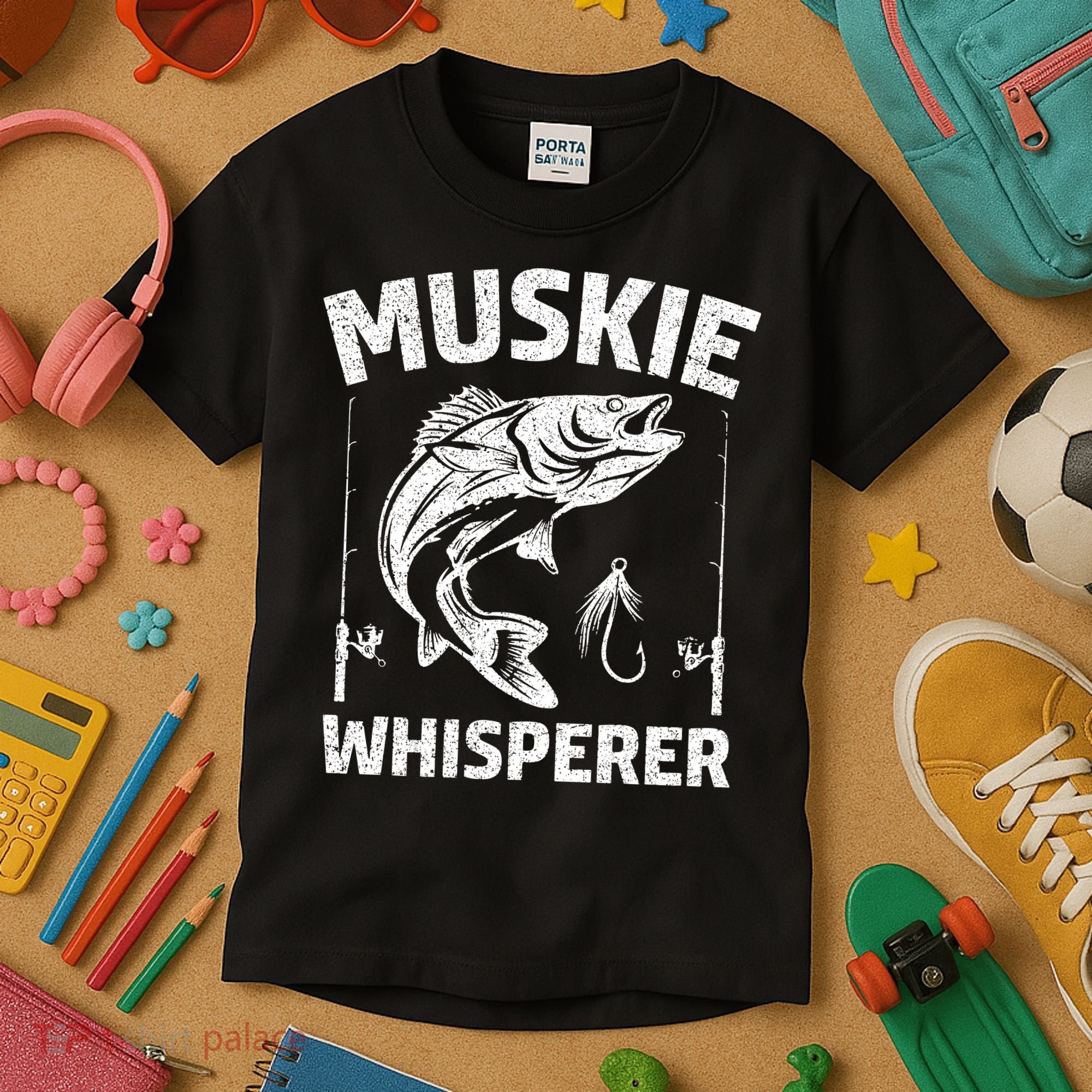 Muskie Whisperer Funny Fishing Gift Idea Kids T-Shirt