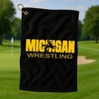 Michigan Wrestling Freestyle Wrestler Mi The Wolverine State Golf Towel thumb 1