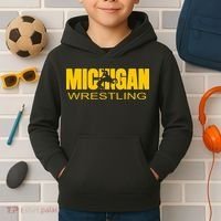 Michigan Wrestling Freestyle Wrestler Mi The Wolverine State Kids Hoodie thumb 2