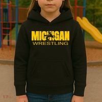 Michigan Wrestling Freestyle Wrestler Mi The Wolverine State Kids Hoodie thumb 3
