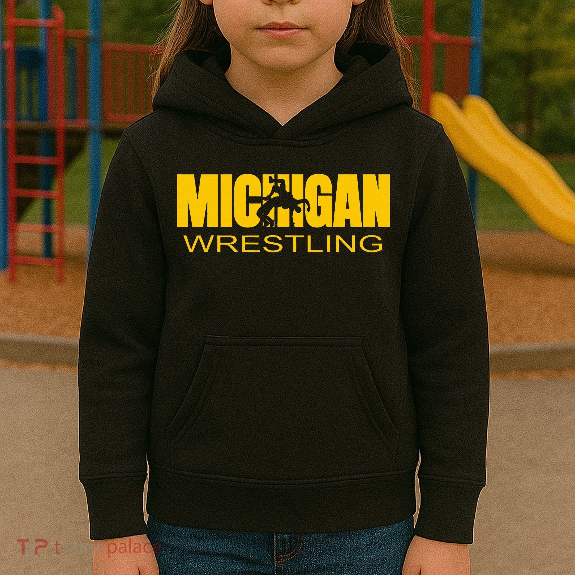 Michigan Wrestling Freestyle Wrestler Mi The Wolverine State Kids Hoodie