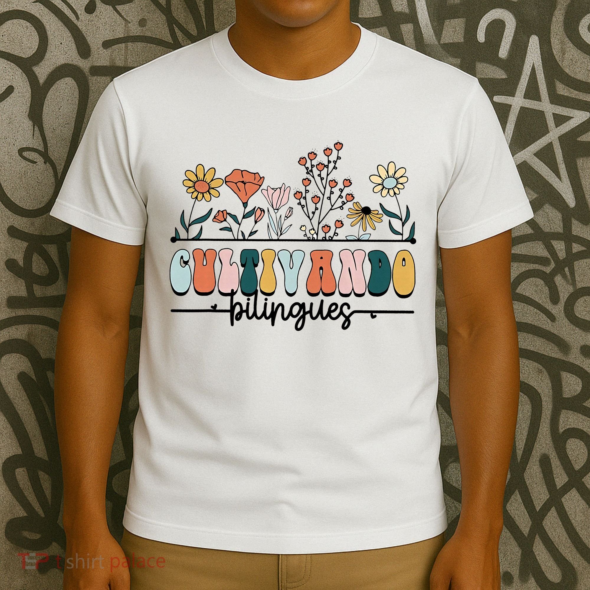 Maestra Wild Flowers Cultivando Bilingues Spanish Teacher T-Shirt