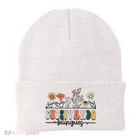 Maestra Wild Flowers Cultivando Bilingues Spanish Teacher Beanie thumb 0