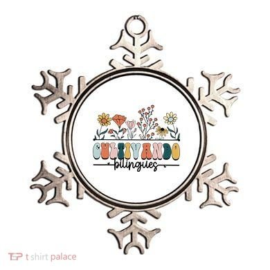 Maestra Wild Flowers Cultivando Bilingues Spanish Teacher Ornament