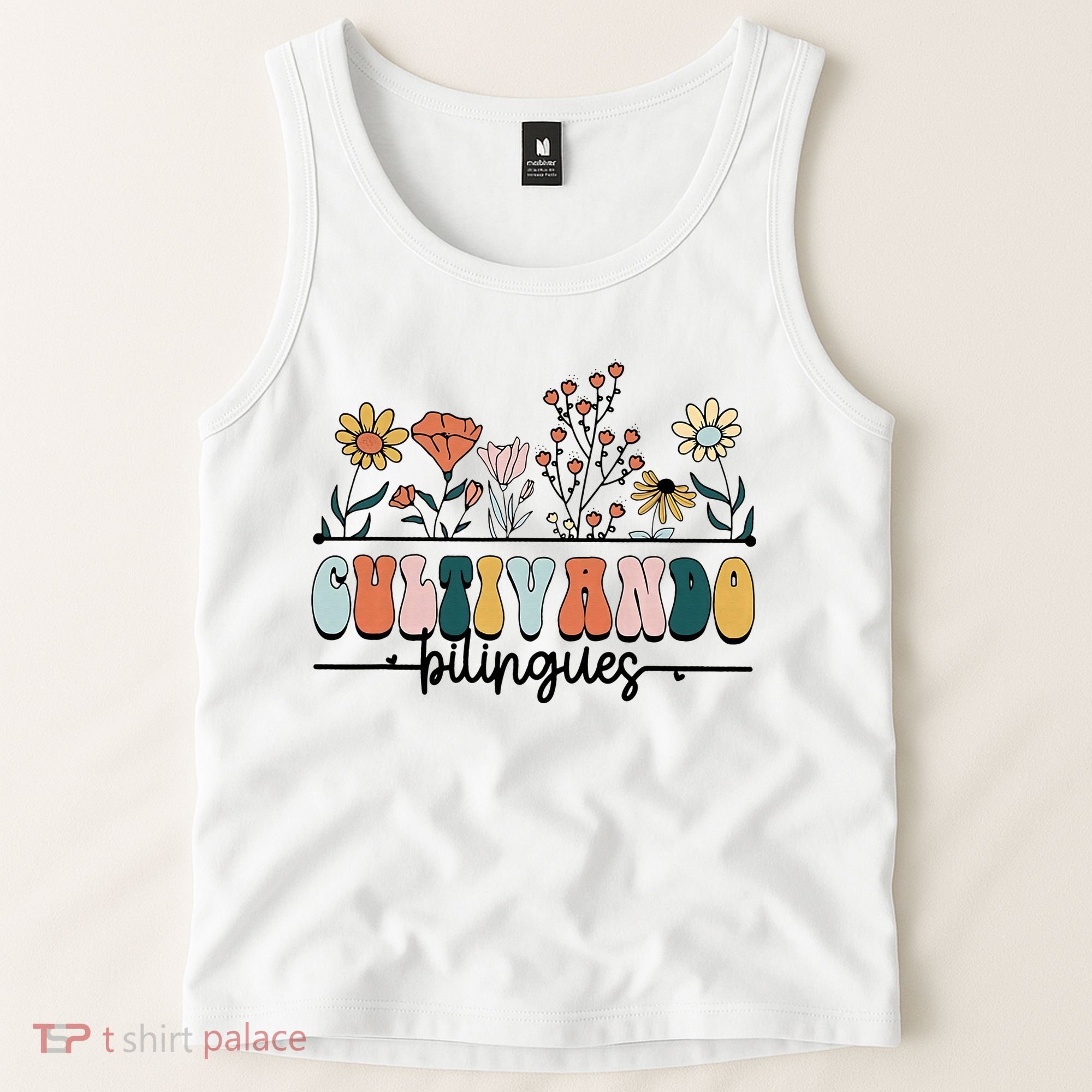 Maestra Wild Flowers Cultivando Bilingues Spanish Teacher Tank Top