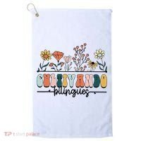 Maestra Wild Flowers Cultivando Bilingues Spanish Teacher Golf Towel thumb 0