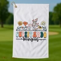 Maestra Wild Flowers Cultivando Bilingues Spanish Teacher Golf Towel thumb 1