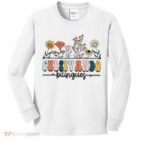 Maestra Wild Flowers Cultivando Bilingues Spanish Teacher Kids Long Sleeve Shirt thumb 0