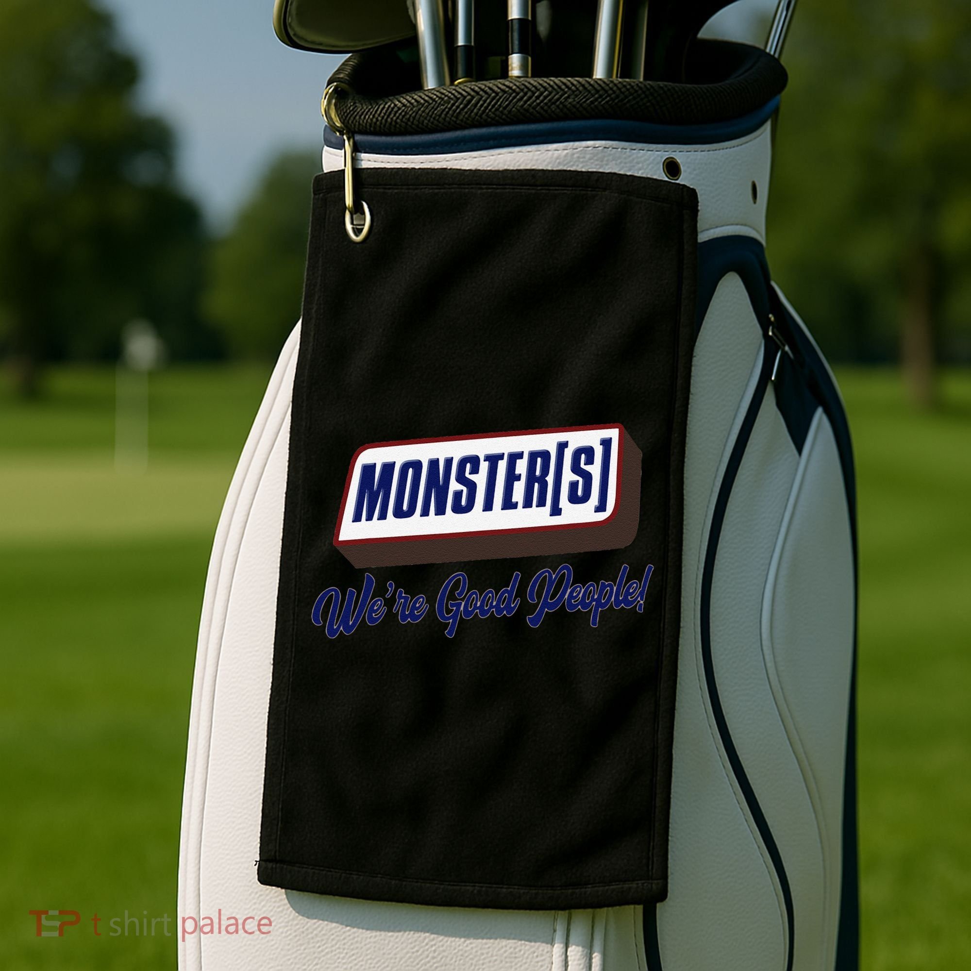 Monsters WeRe Good People! Funny Candy Chocolate Bar Gift Golf Towel