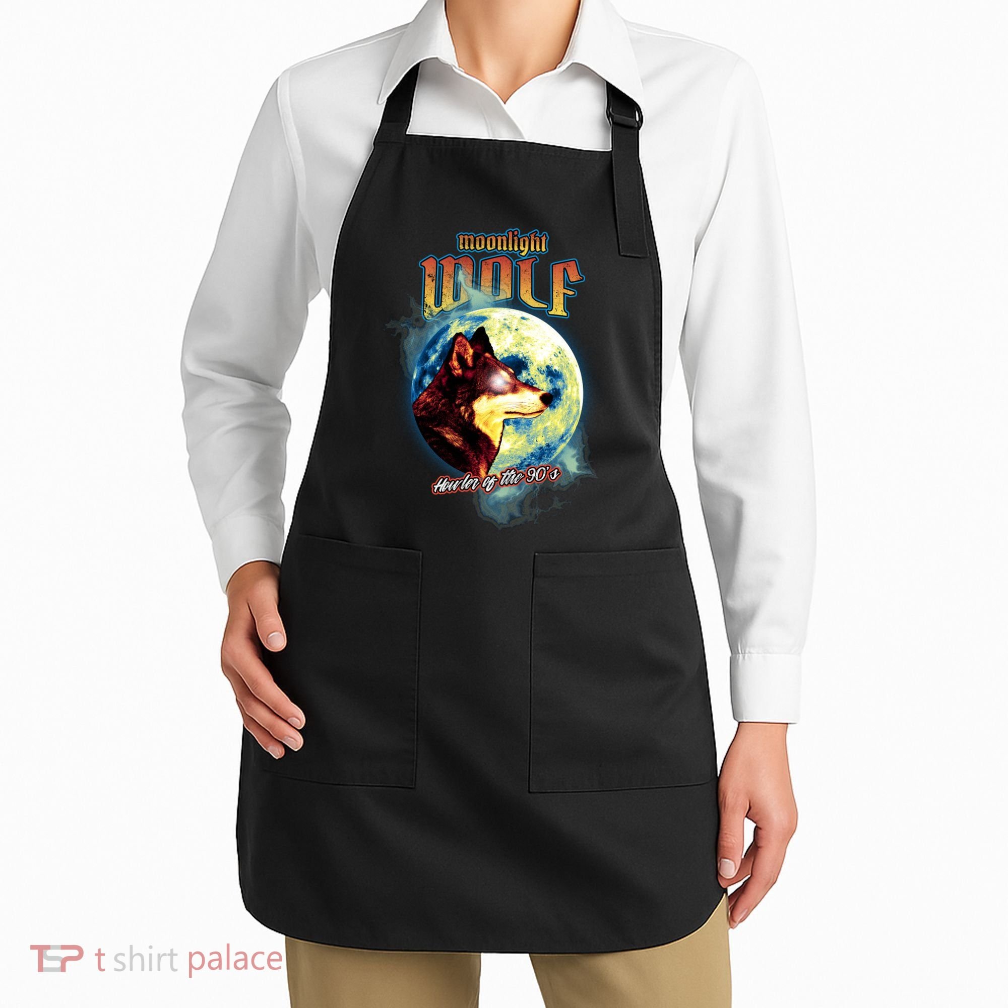 Moonlight Wolf Howler Of The 90s Apron