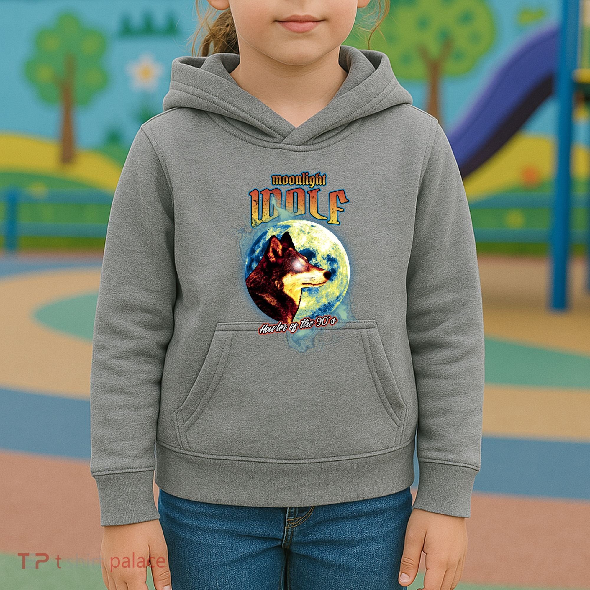 Moonlight Wolf Howler Of The 90s Kids Hoodie