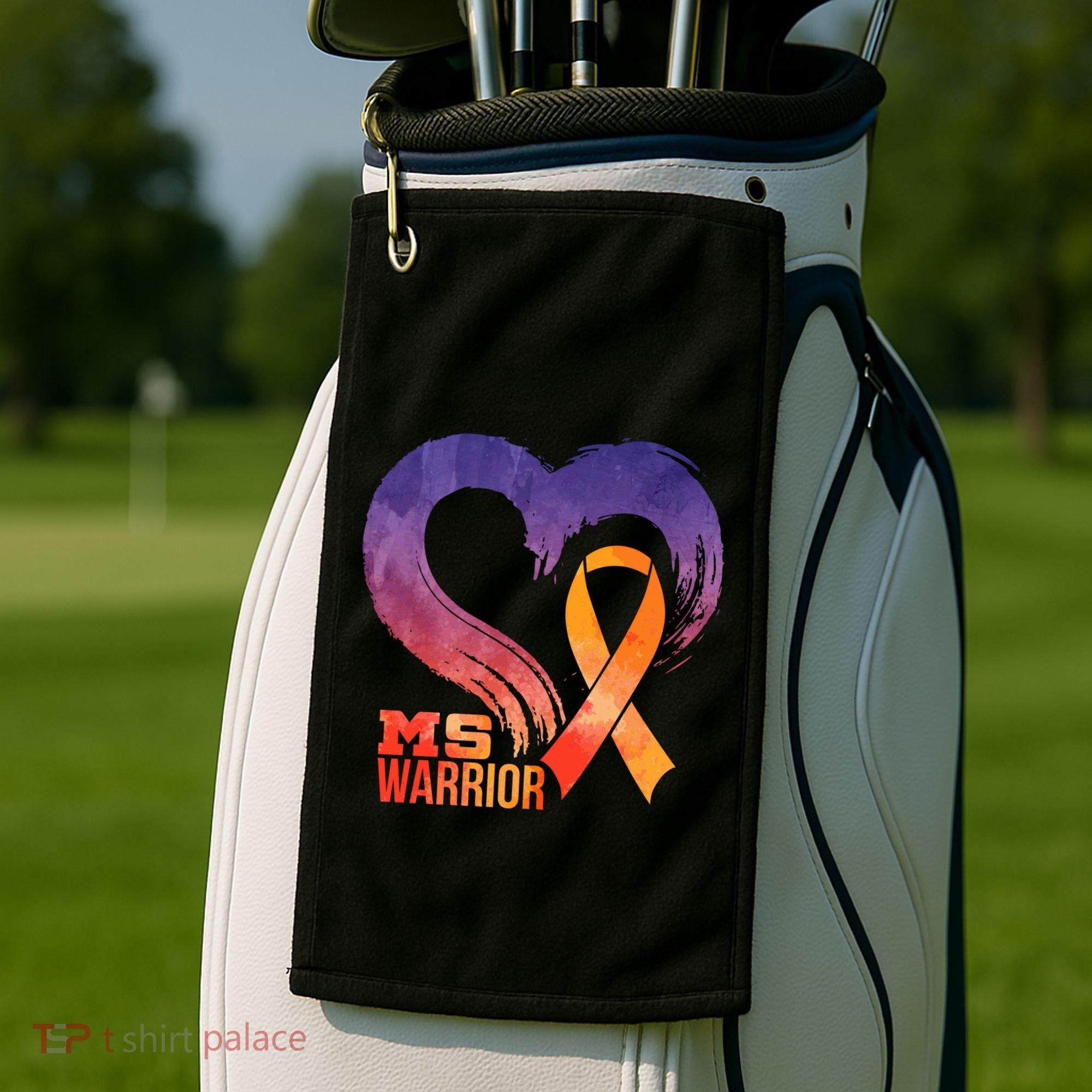 Ms Warrior Heart Multiple Sclerosis Awareness Month Gift Golf Towel