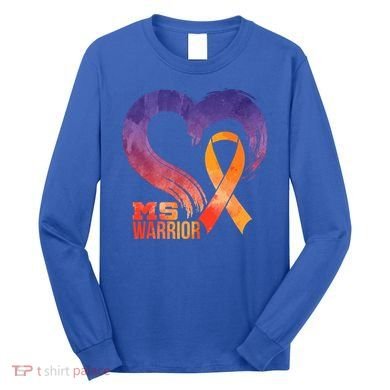 Ms Warrior Heart Multiple Sclerosis Awareness Month Gift Long Sleeve Shirt