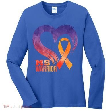 Ms Warrior Heart Multiple Sclerosis Awareness Month Gift Women's Long Sleeve Shirt