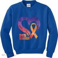 Ms Warrior Heart Multiple Sclerosis Awareness Month Gift Kids Sweatshirt thumb 0