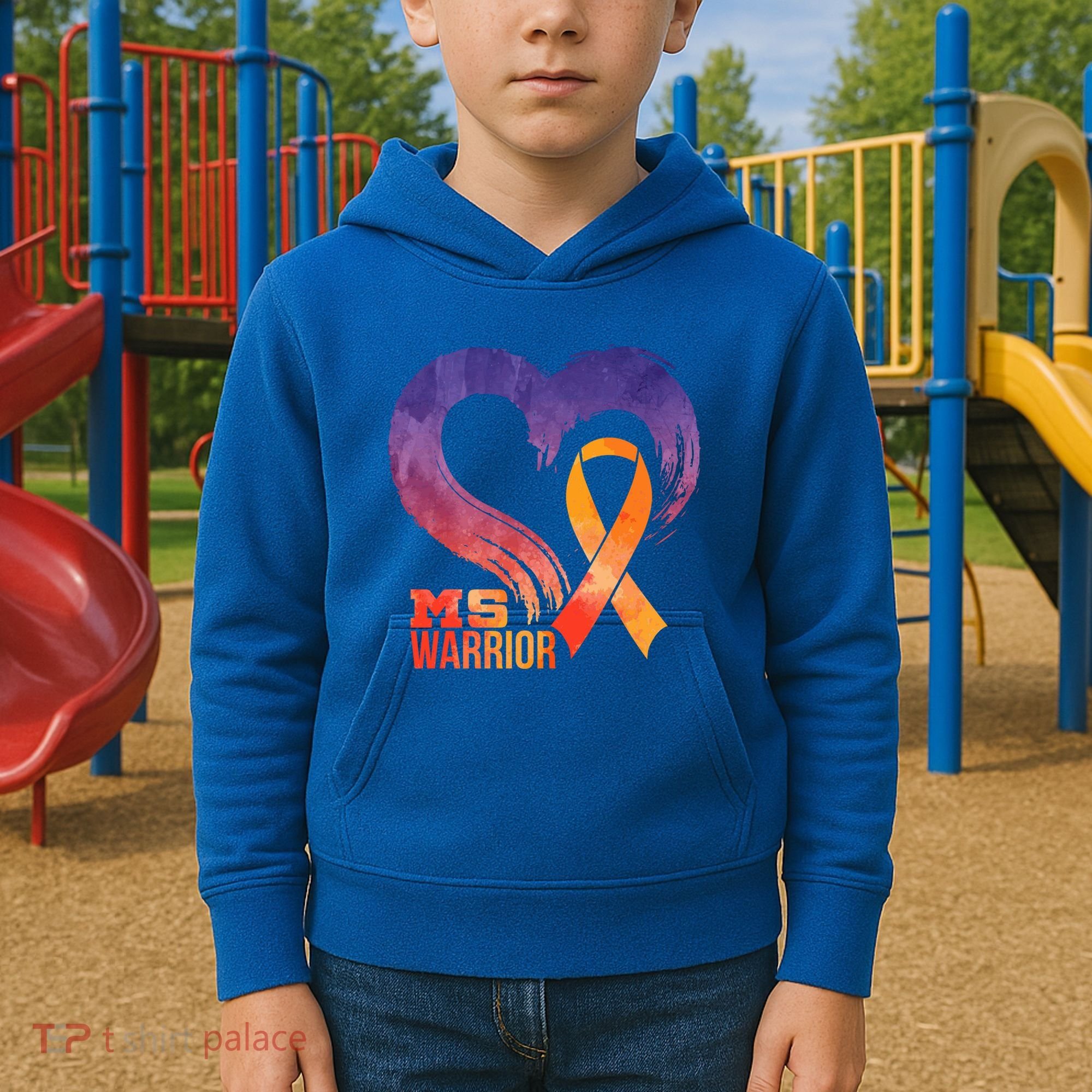 Ms Warrior Heart Multiple Sclerosis Awareness Month Gift Kids Hoodie