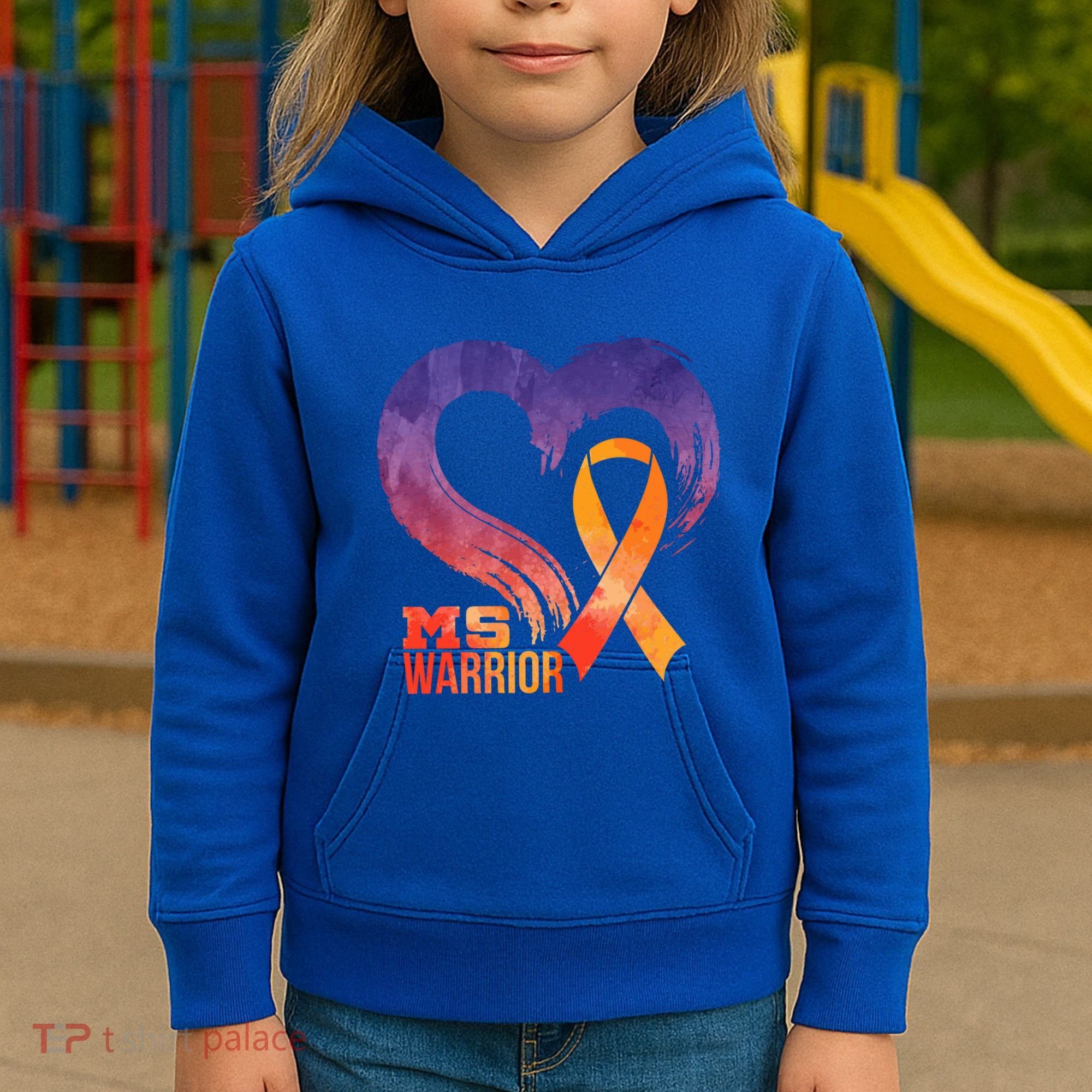 Ms Warrior Heart Multiple Sclerosis Awareness Month Gift Kids Hoodie