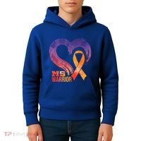 Ms Warrior Heart Multiple Sclerosis Awareness Month Gift Kids Hoodie thumb 4