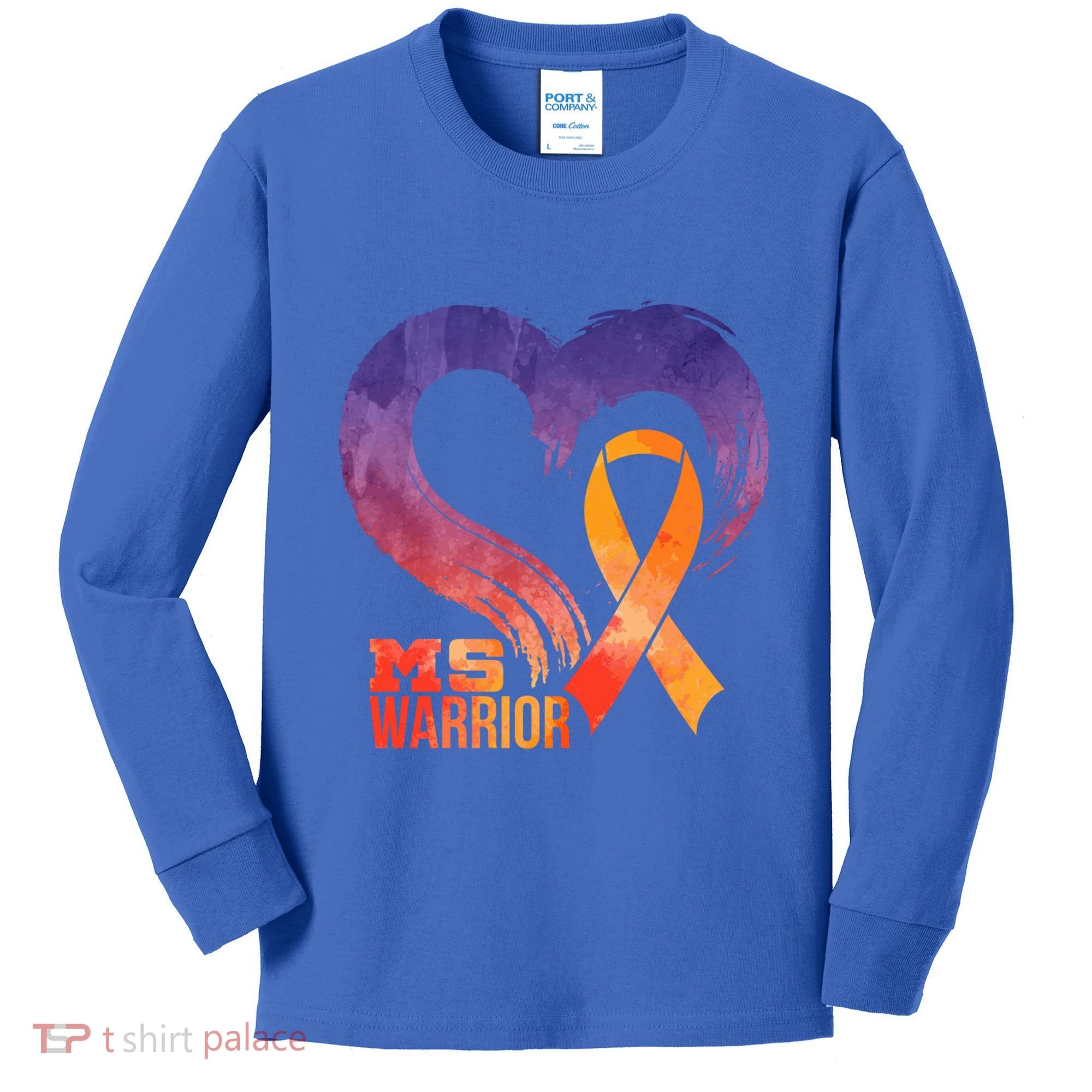 Ms Warrior Heart Multiple Sclerosis Awareness Month Gift Kids Long Sleeve Shirt