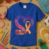 Ms Warrior Heart Multiple Sclerosis Awareness Month Gift Kids T-Shirt thumb 3