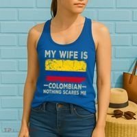 My Wife Is Colombian Nothing Scares Me Funny Husband Cute Gift Women's Tank Top thumb 2