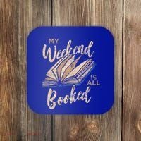 My Weekend Is All Booked Bookworm Reading Books Funny Gift Coaster thumb 0