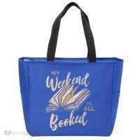 My Weekend Is All Booked Bookworm Reading Books Funny Gift Tote Bag thumb 0