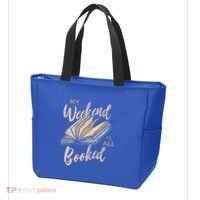 My Weekend Is All Booked Bookworm Reading Books Funny Gift Tote Bag thumb 3
